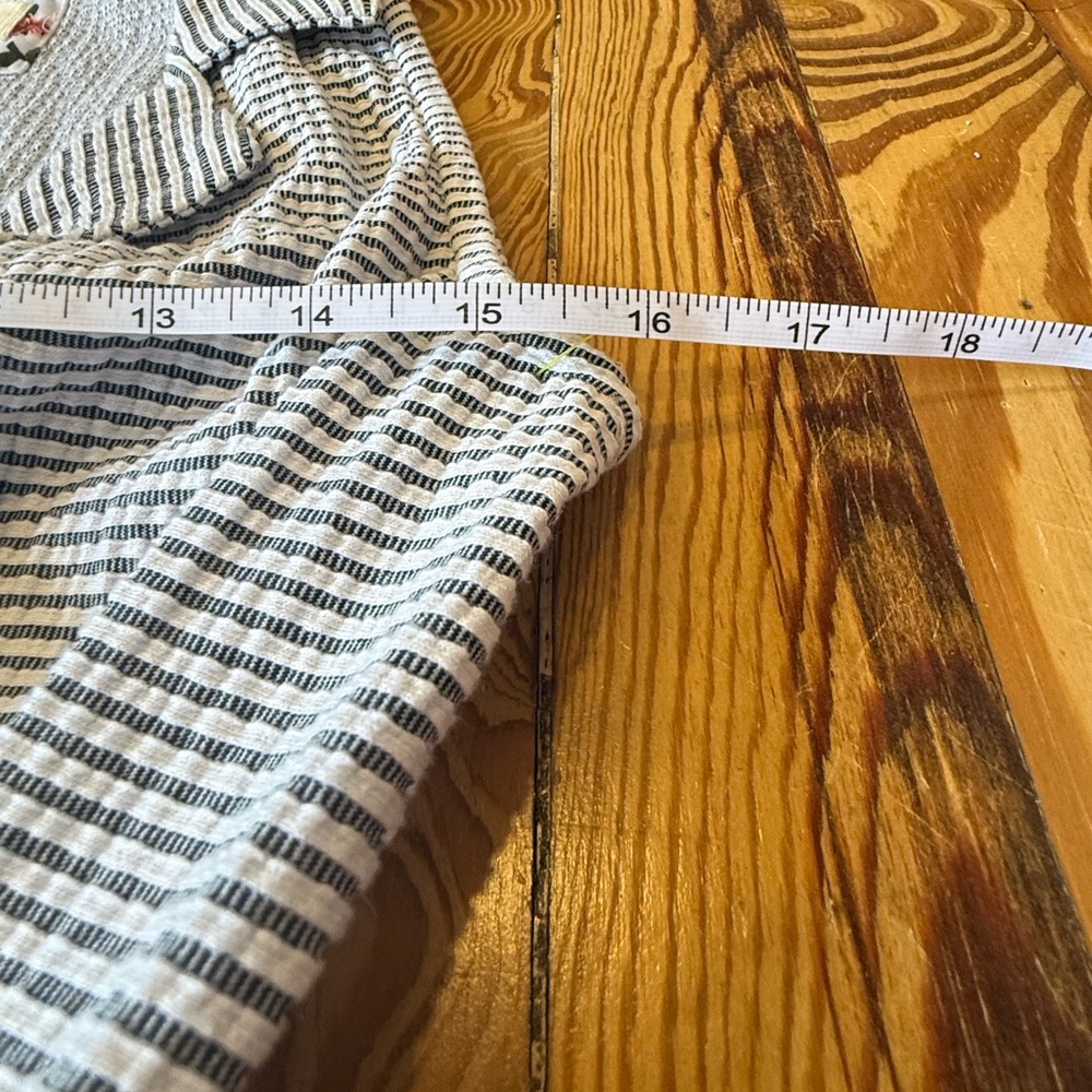 Maeve Textured Blue and White Striped Collared Wrap Top with button detail - Picture 4 of 11